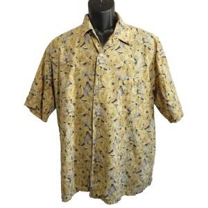 Mens Tori Richard Honolulu Short Sleeve Hawaiian Shirt Camp Aloha Blue Yellow L